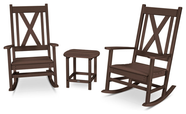 Polywood Braxton 3 Piece Porch Rocking Chair Set Transitional Outdoor Lounge Sets By Polywood Houzz