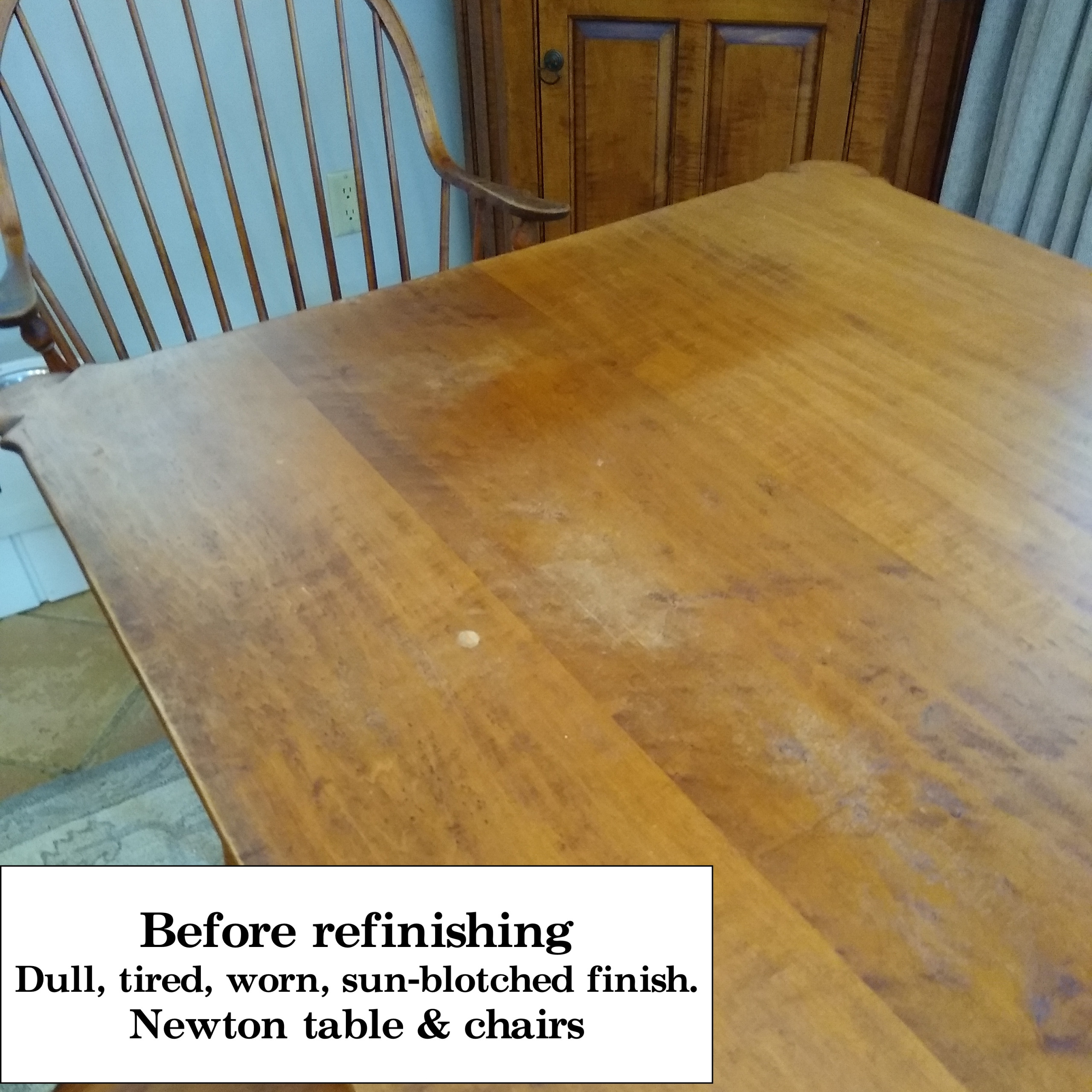 Newton dining table & Windsor chairs refinishing