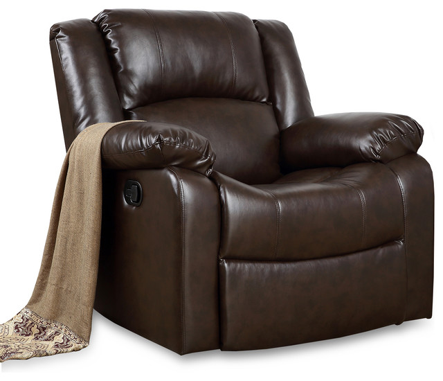 Deluxe Heavily Padded Faux Leather, Brown Faux Leather Loveseat Recliner