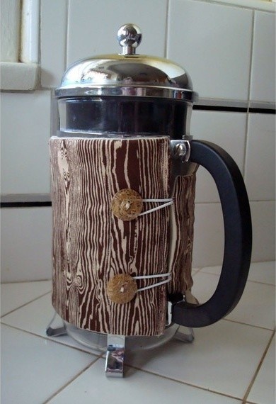French Press Coffee Cozy, Wooden Style by Pink Dixie