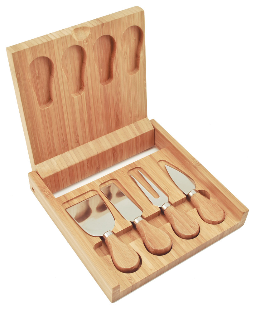 Bamboo Cheese Board and Tool Set Contemporary Cheese Boards And