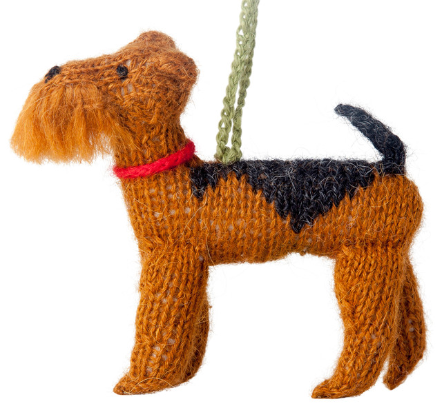 Hand-Knit Airedale Ornament