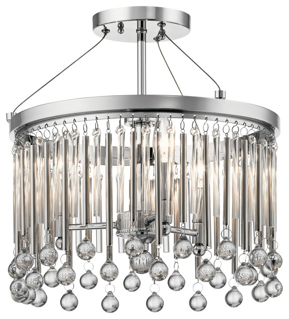 Piper Semi Flush 3-Light, Chrome - Contemporary - Flush ...