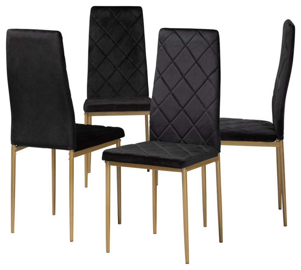 Brock Glamour 4-Piece Dining Chairs - Midcentury - Dining Chairs - by  Baxton Studio | Houzz