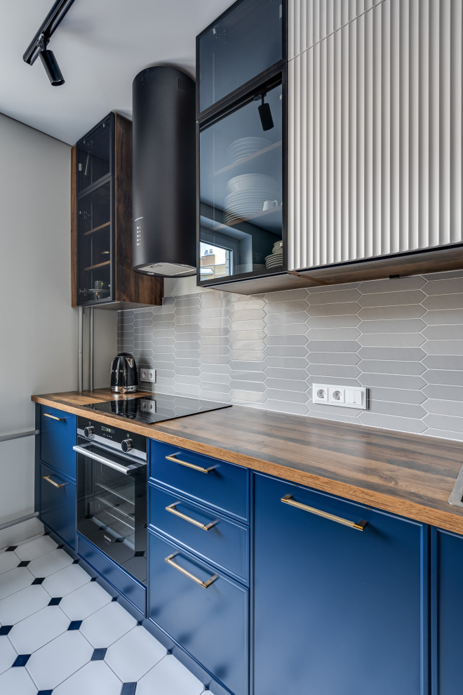 Современная синяя кухня