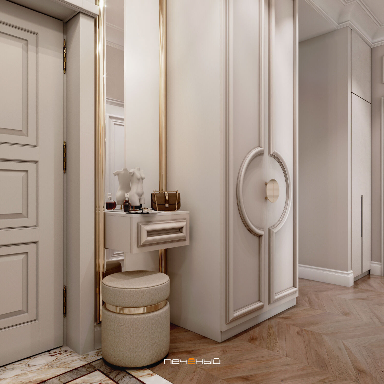 2025 Дизайн 3-комнатной квартиры 90 м² в классическом стиле, Москва, ЖК Остров