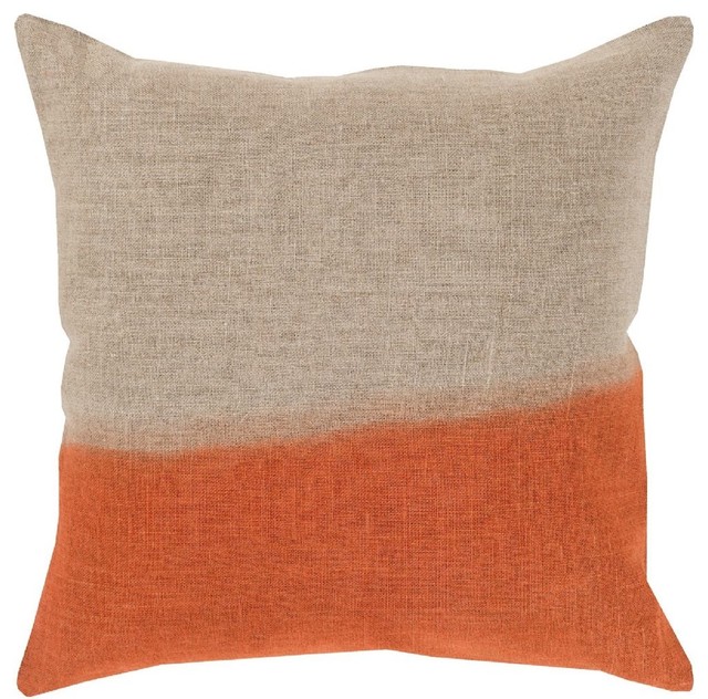 Dip Dyed Decorative Pillow, Neutral-Orange, Down Filler Square 18"
