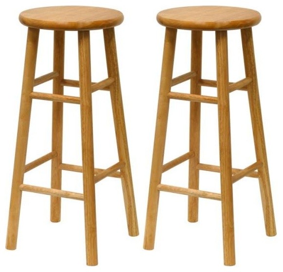 Set of 2 Beveled Seat 30 Inches Stool Assembled 