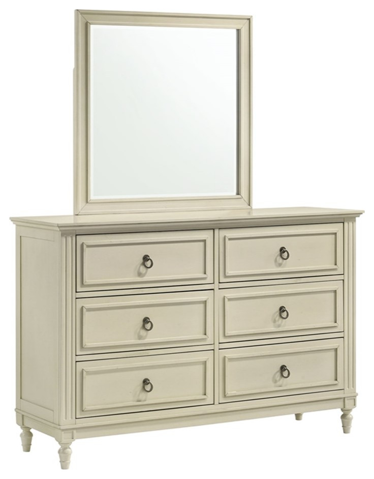 Picket House Furnishings Gia 6-Drawer Dresser and Mirror Set in White