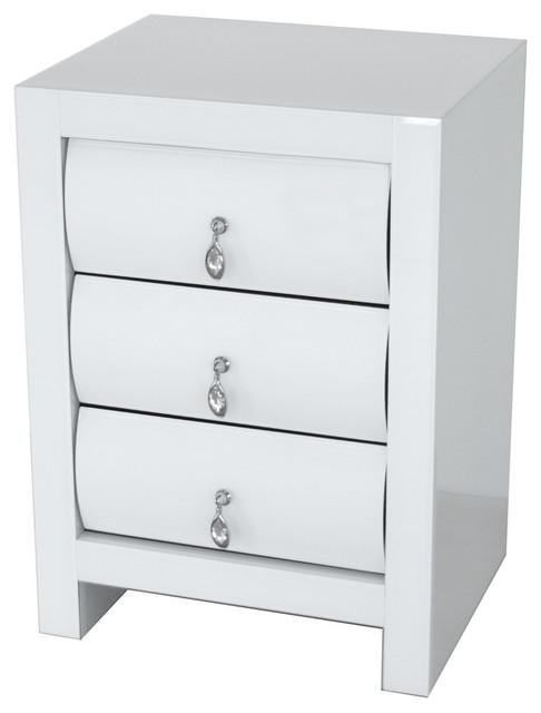 white glass night stand