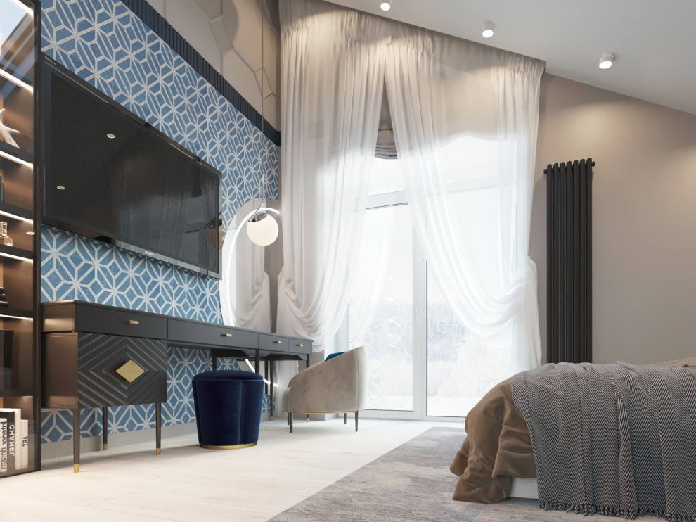 Интерьер дома, с мрамором и яркими акцентами