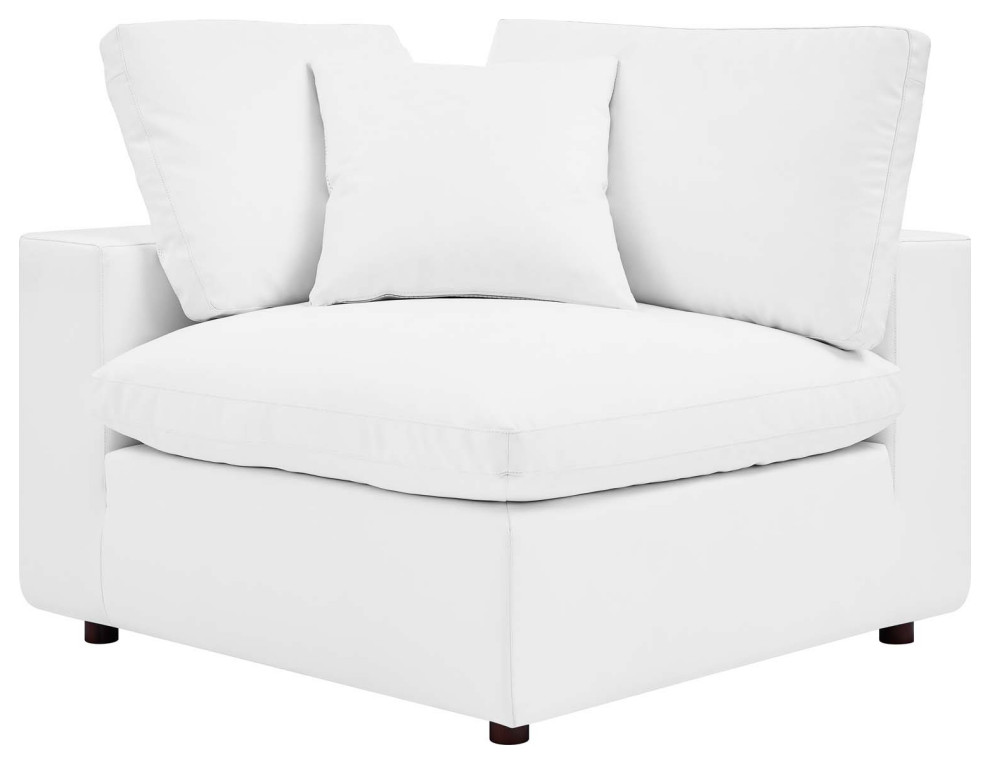 Sofa Corner Chair, Faux Vegan Leather, White, Modern, Living Lounge Hospitality