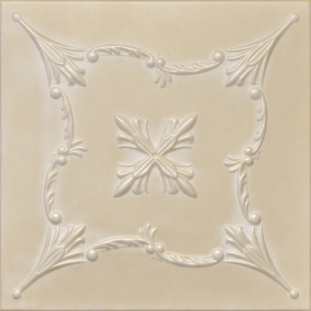 19.6"x19.6" Styrofoam Glue Up Ceiling Tiles R38, White Champagne
