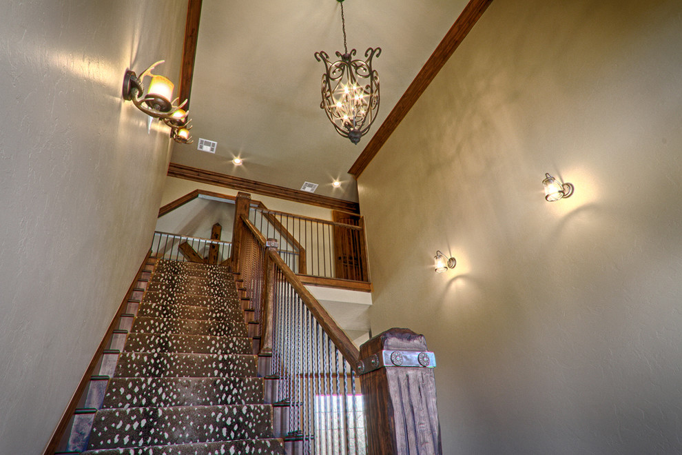 Example of a mountain style staircase design in Oklahoma City
