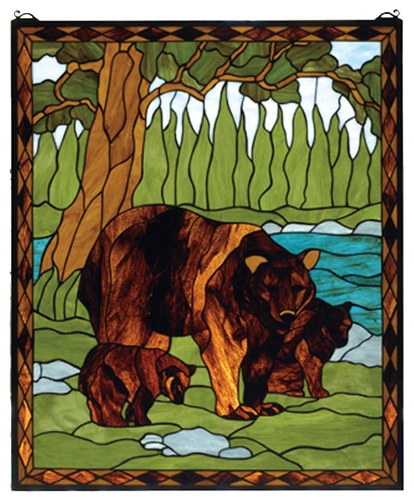 Brown Bear Window Panel Contemporary Stained Glass Panels by ShopLadder