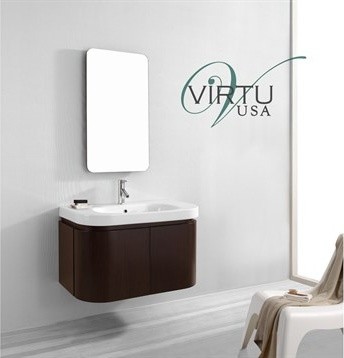 Virtu USA Marvella 36" Single Sink Bathroom Vanity Set - Walnut