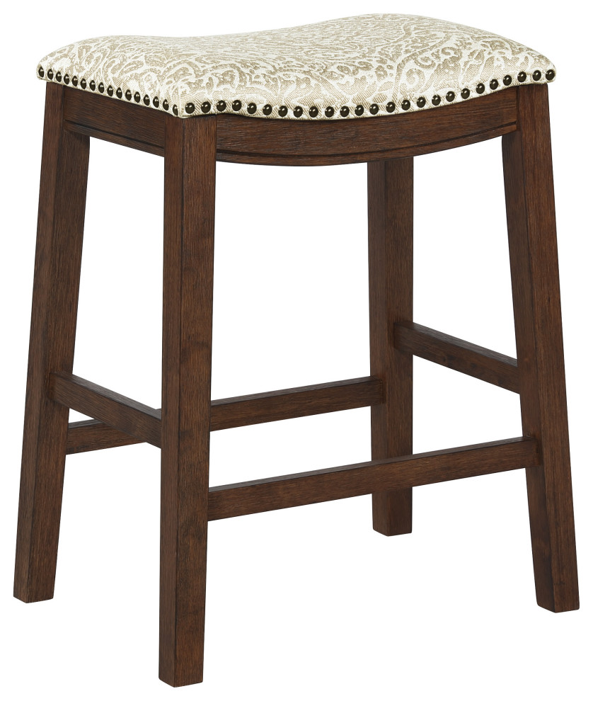 2Pack Saddle Stool 24" Counter Height Farmhouse Style Transitional
