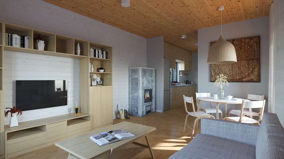 Одноэтажный каркасный дом 9.8 х 7.4 м. с одной спальней.