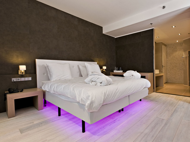 White Hardwood Floors Modern Bedroom San Diego By