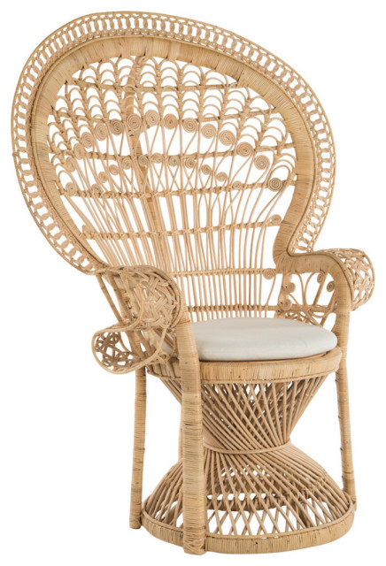 Grand Peacock Chair In Rattan With Seat Cushion Tropical
