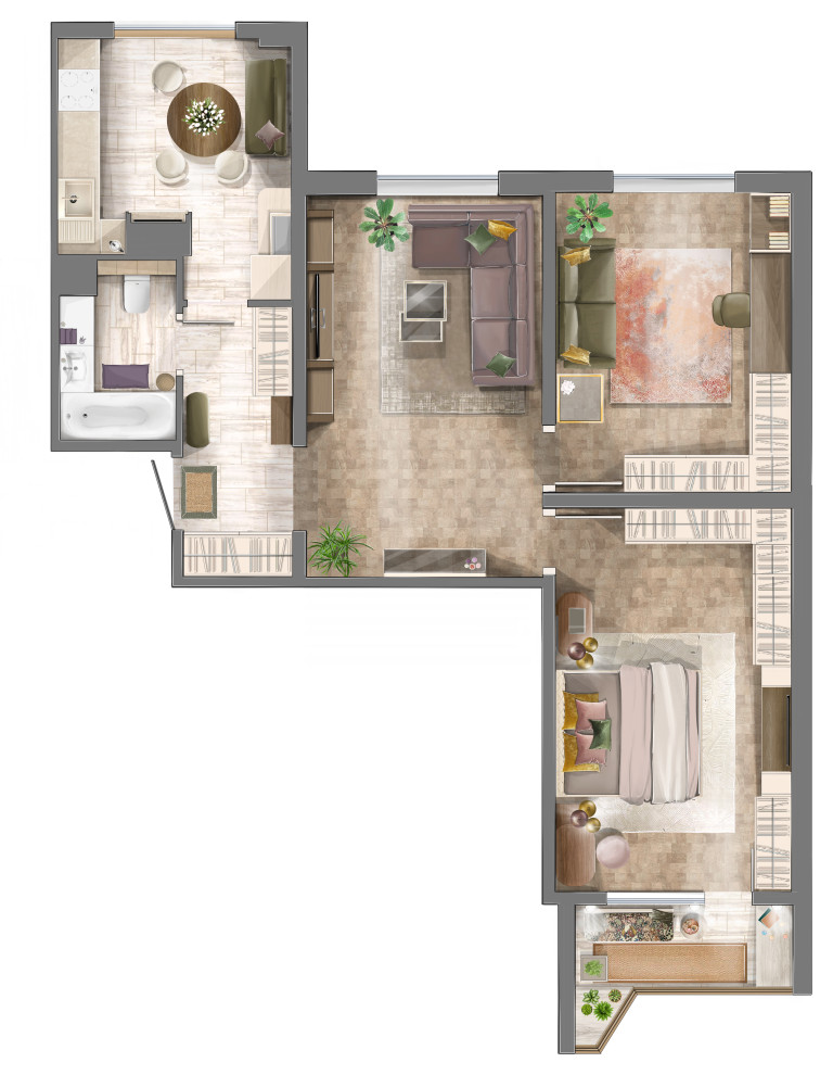 Трехкомнатная квартира - декорирование