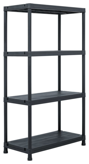 vidaXL Storage Shelf Rack Black 220.5 lb 23.6"x11.8"x54.3" Plastic