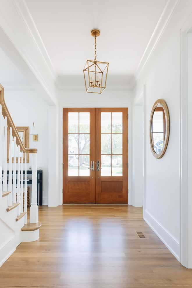 South Coast Farmhouse - Double glass-front front door opens to bright entry hall