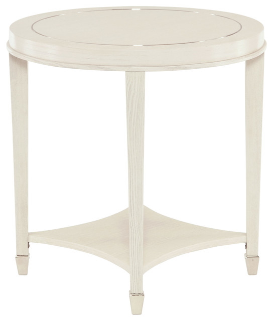 Bernhardt Criteria Round End Table Pale Ivory Finish