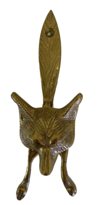 Fox Head Bedroom Door Knocker, Polished Brass
