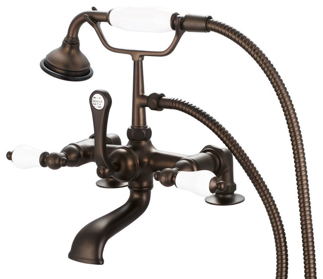 Vintage Classic Deck Mount Tub Faucet With Handshower, Oil Rubbed Bronze Finish