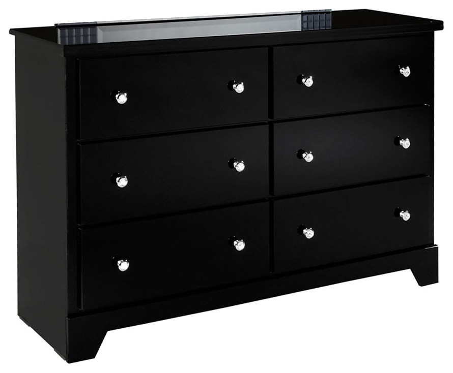 Standard Furniture Marilyn Black 6-Drawer Dresser in Glossy Black