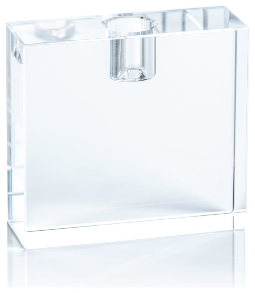Romy Crystal Glass Taper Candle Holder - Contemporary - Candleholders ...