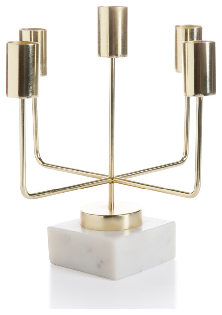 Mannara Five Tier Brass and Marble Taper Candle Holder