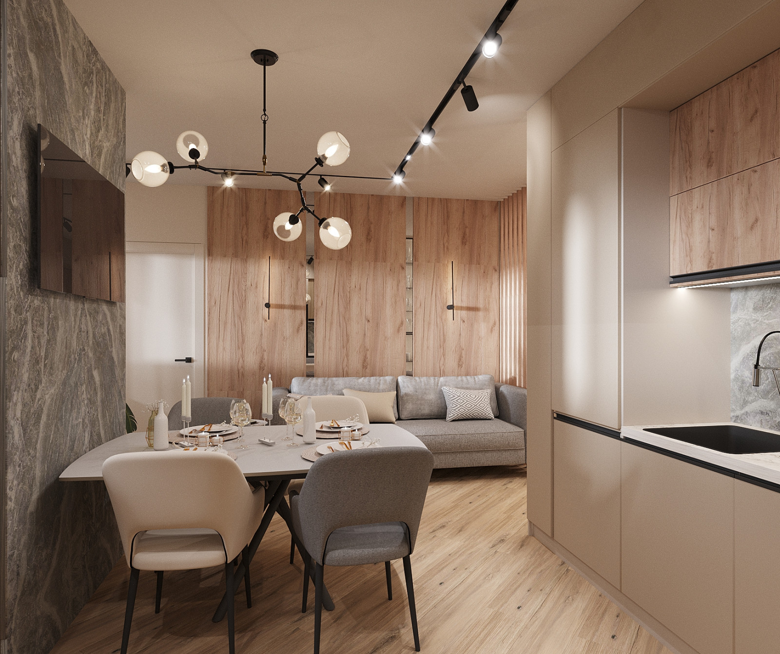 Дизайн-проект кухни-гостиной с перепланировкой