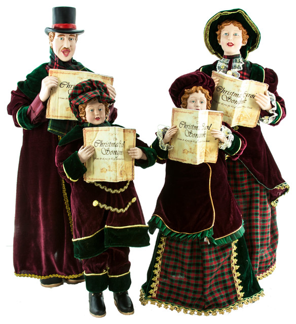 Christmas Caroling Family, Set of 4 - Holiday Accents And 