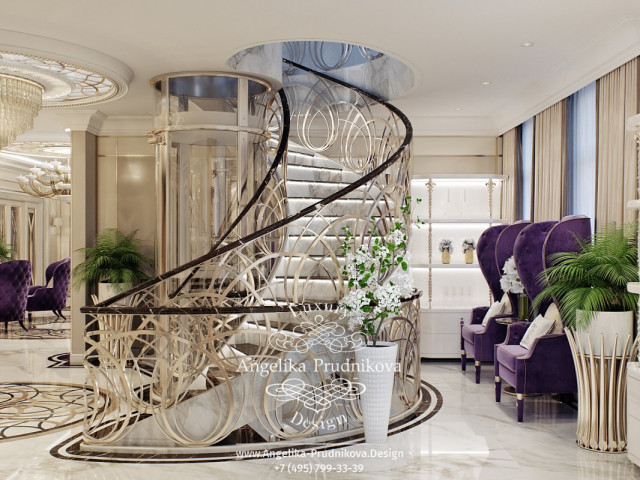 Дизайн-проект интерьера холла в в стиле ар-деко ЖК \"Алые паруса ...