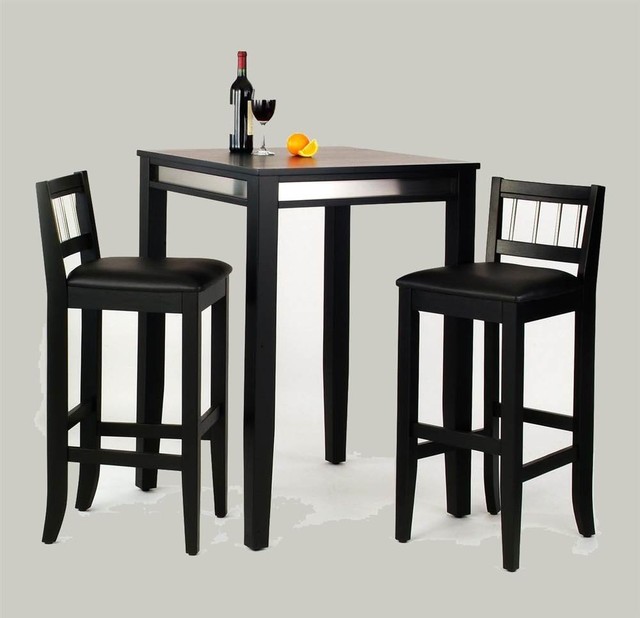 3-Pc Square Pub Table Set in Black