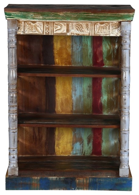 Rustic Art Multi Color Reclaimed Wood Book Shelf Farmhouse Rustic Art Multi Color Reclaimed Wood Book Shelf Farmhouse Bookcases By Sierra Living Concepts