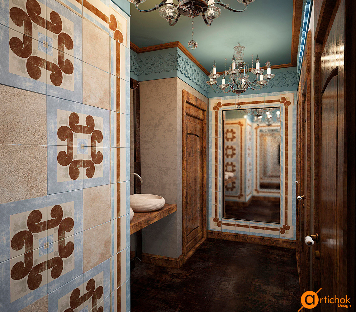 Санузел ресторана в стиле кантри