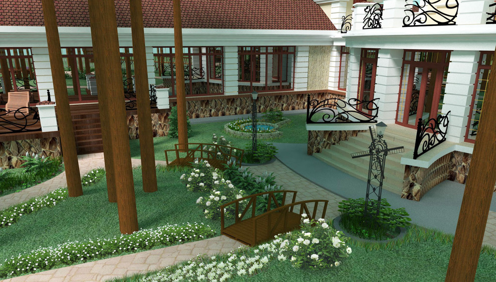 Ландшафтный дизайн площадки около частного дома