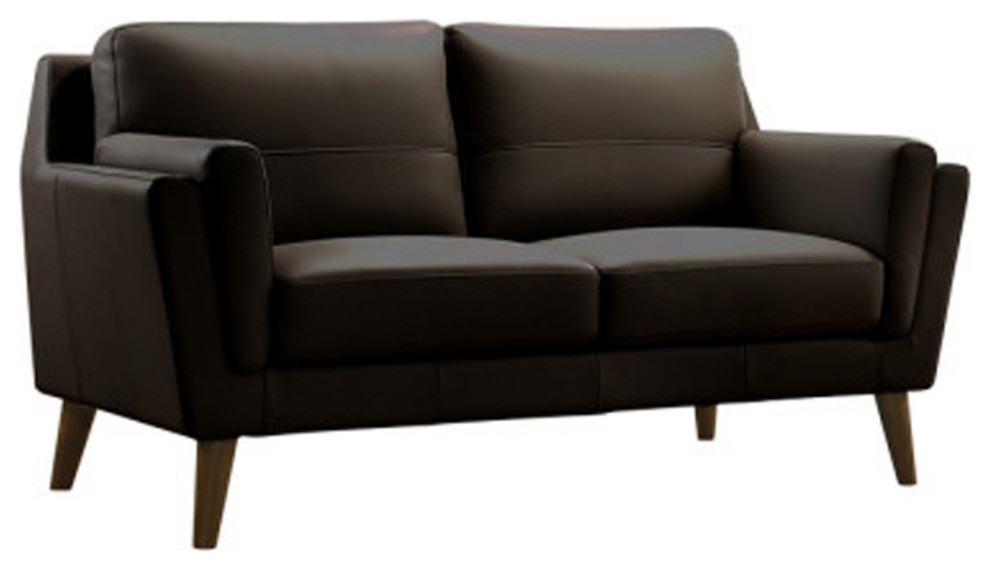 Benzara BM283615 Modern Loveseat, Spring Seat, Brown Leather Match