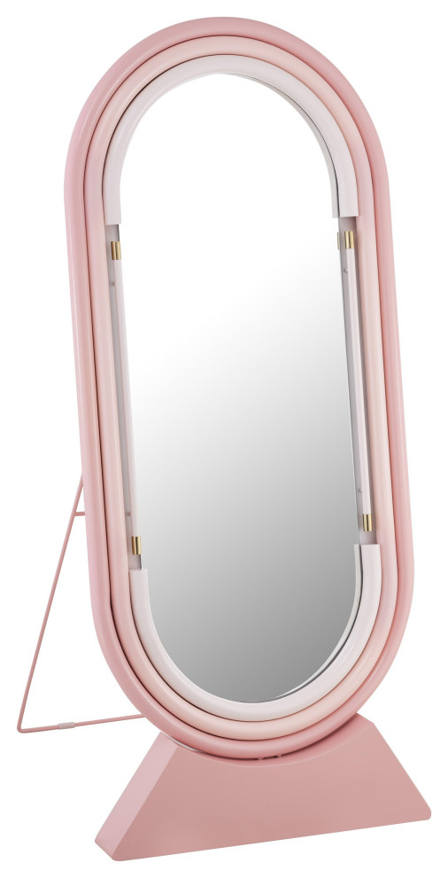 Neon Floor Mirror in Pink Contemporary Floor Mirrors by First of