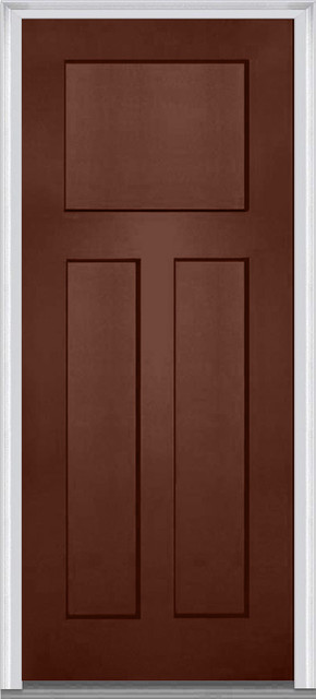 3 Panel Shaker Fiberglass Redwood Front Door - Front Doors ...