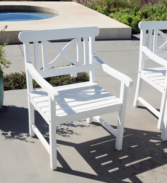 White Garden Armchair Farmhouse Outdoor Dining Chairs by