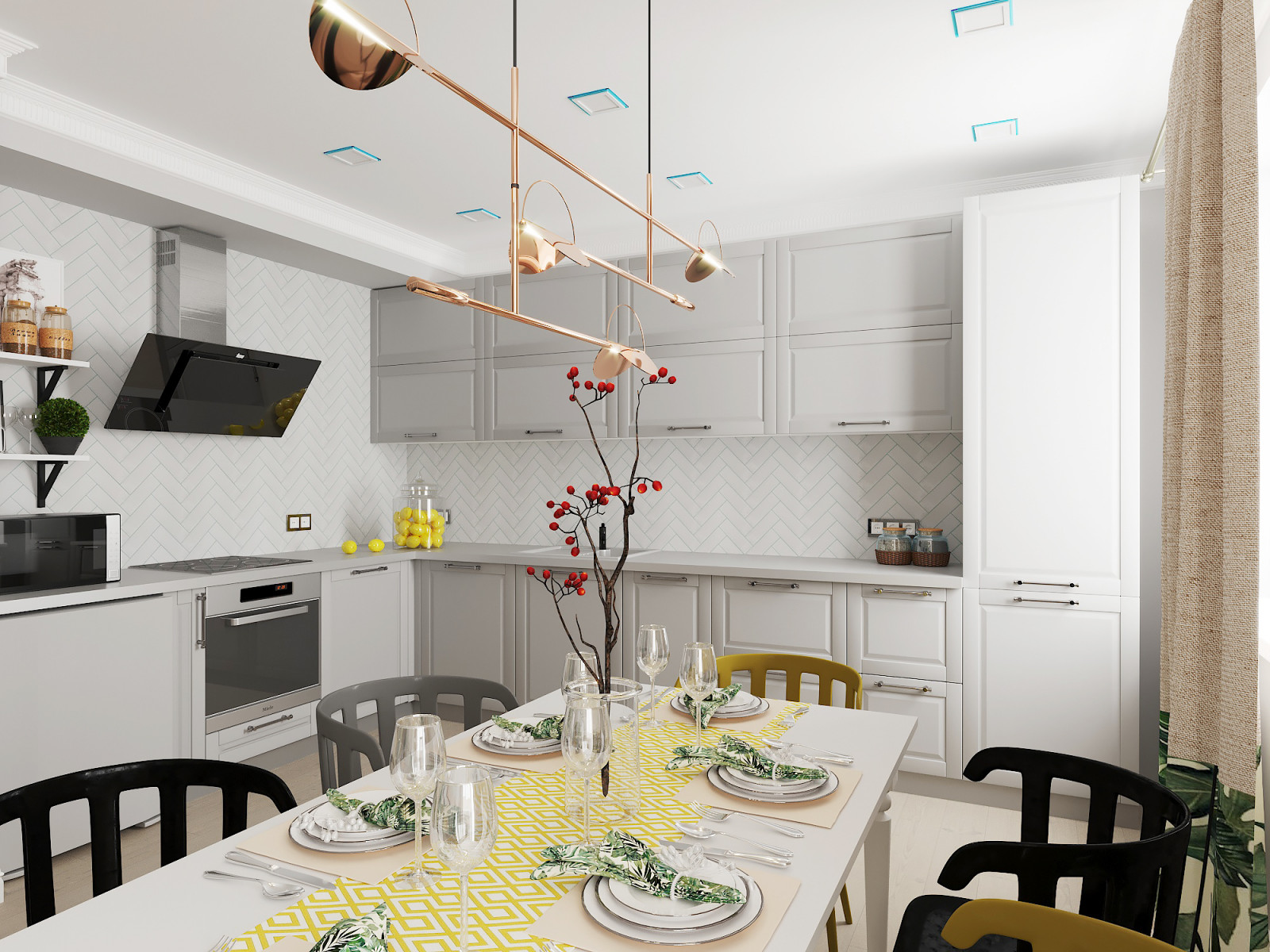 Гостиная-кухня для дружной семьи