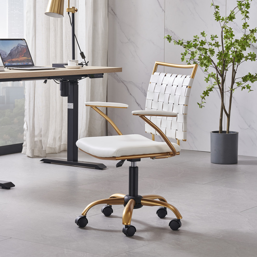 LUXMOD Classy Goldtone Adjustable Swivel Ergonomic Desk Chair - Contemporary - Office Chairs ...