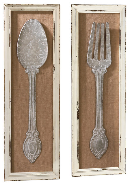 Spoon And Fork Wall Art Set Of 2 Farmhouse Wall Accents By Tripar International Inc