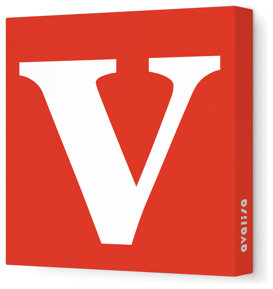 Letter - Lower Case 'v' Stretched Wall Art, 18" x 18", Red