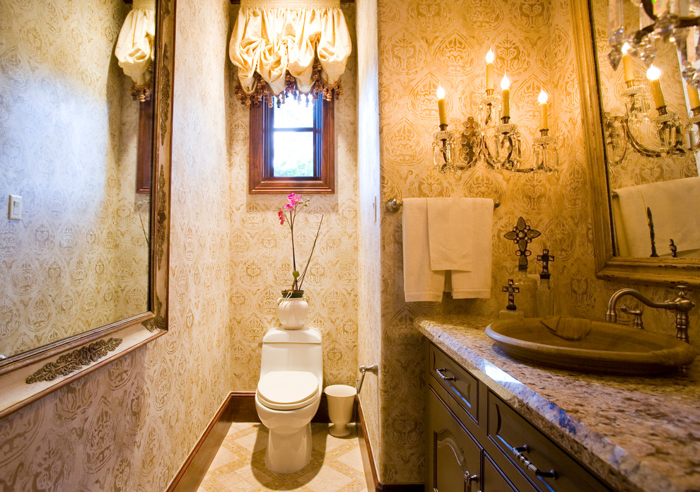 Photo of a traditional powder room in Houston.