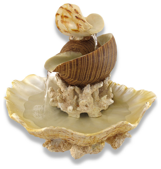 Sculpted Seashells and Coral Indoor Table Top Water Fountain - Beach ...